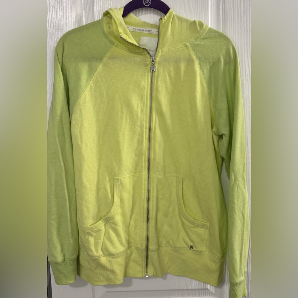 Victoria Secret Lime Green zip up Hoodie